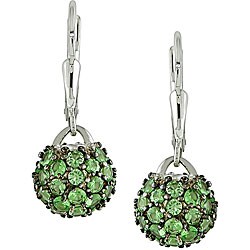 Sterling Silver Green Tsavorite Ball Earrings