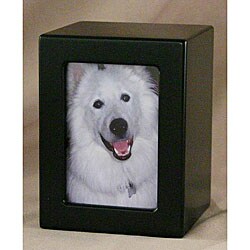 Black Satin Medium Pet Photo Urn - For pets up to 85 lbs