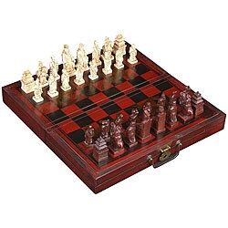 Red Leather Chinese Mythology Chess Game Set