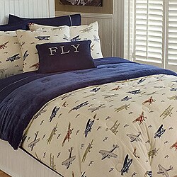 Micro-plush Vintage Airplanes 3-piece Comforter Set