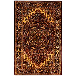 Hand-tufted Red Navy Heriz Wool Rug (3' x 5')