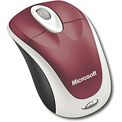 Microsoft Pomegranate Red Wireless Optical Laptop Mouse 3000
