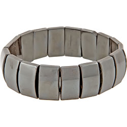 Premium Magnetic Hematite Flat Beaded Bracelets (Pack of 24)