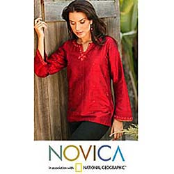 Ruby 'Jaipur Princess' Beaded Silk Tunic (India)