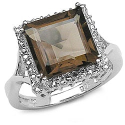 Sterling Silver Genuine Smokey Quartz Ring