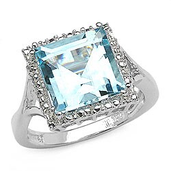 Glimmering 5.84ctw Genuine Blue Topaz Silver Ring