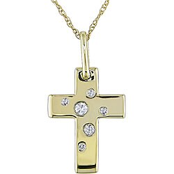 10k Yellow Gold Diamond Cross Necklace