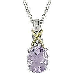 Silver and 10k Gold Rose de France Quartz Necklace
