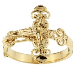 14k Gold over Sterling Silver Crucifix Ring