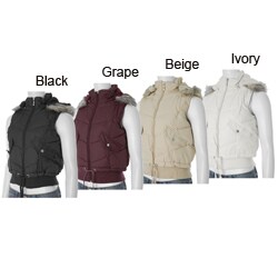 Dulce Bombon Junior's Hooded Plush Trim Quilted Vest
