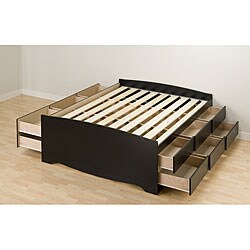 Broadway Black 12-drawer Platform Storage Double Bed