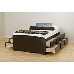 Everett Espresso Queen Platform Bed multi drawer