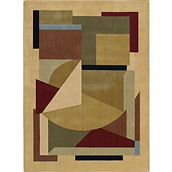 Modern Living Beige/ Olive Rug (5'3 x 7'5)