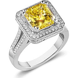 14k Gold 3 3/4ct TDW Yellow Color Enhanced Diamond Ring (SI1) (Size 7)