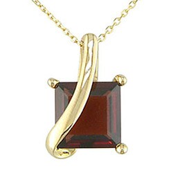 10k Yellow Gold Square Garnet Necklace
