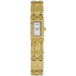 Timex Women's White Dial Goldtone Fashion Watch