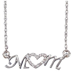 Sterling Silver Diamond 'Mom' Necklace
