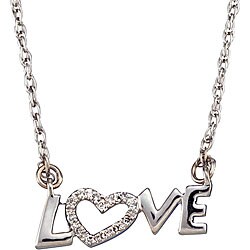 Sterling Silver Diamond 'Love' Necklace