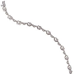 Sterling Silver 1/4ct TDW Diamond Heart Bracelet (H-I, I2-I3)