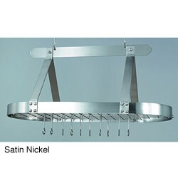 Oval Steel Pot Rack with Grid and 16 Hooks
