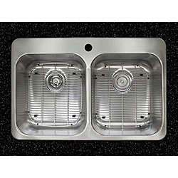 Ticor Overmount Stainless Steel 16 Gauge Double Bowl Kitchen Sink