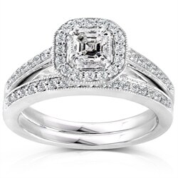 14k Gold 5/8ct TDW Asscher Diamond Bridal Ring Set