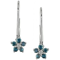 10k Gold 1/4ct TDW Blue and White Diamond Earrings (H-J, I1-I2)
