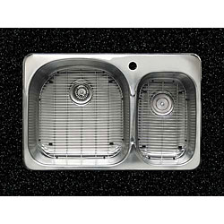 Ticor Overmount Stainless Steel 16 Gauge Double Bowl Kitchen Sink