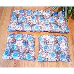 Tropical Floral Brown Indoor/Outdoor 3-piece Patio Cushion Set