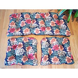 Tropic Floral Black 3-piece Indoor/Outdoor Patio Cushion Set