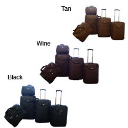 American Flyer Basket Weave 5-piece Luggage Set