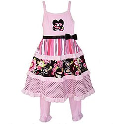 AnnLoren Boutique Girls Spring Garden Dress and Capri Set