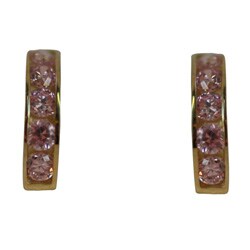 10k Gold Pink Cubic Zirconia Huggie Earrings