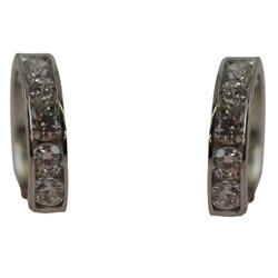 10k White Gold Clear Cubic Zirconia Huggie Earrings