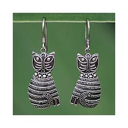 Sterling Silver 'Balinese Cat' Earrings (Indonesia)