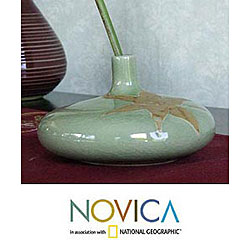 Celadon Ceramic 'Green Valley Lily' Vase (Thailand)