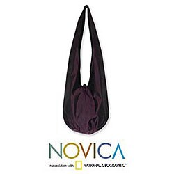 Silk and Cotton 'Hill Tribe Plum Chic' Shoulder Bag (Thailand)