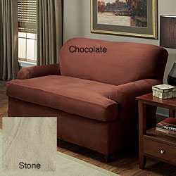 Stretch Microfiber Suede 2-piece T-cushion Loveseat Slipcover