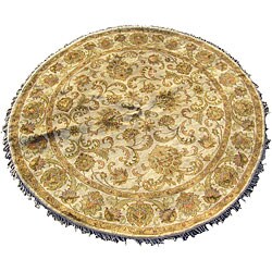 Indo Mahal Beige Wool Rug (8' Round).