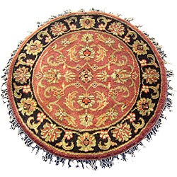 Indo Mahal Burgundy/ Black Rug (3' Round)