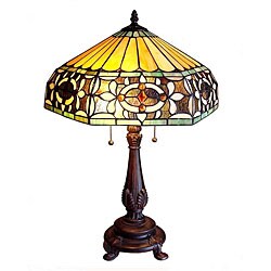 Baroque Tiffany-style 2-light Bronze Finish Table Lamp