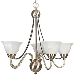 Satin Brass 5-light Chandelier with Alabaster Glass