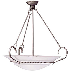 Vintage Silver Seedy Glass 5-light Pendant
