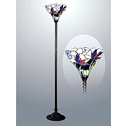 Tiffany-style Victorian Flying Birds Bronze Torchiere
