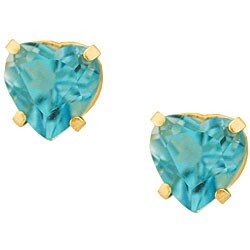 10k Gold Blue Topaz Heart Earrings