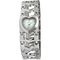 Peugeot Women's Silvertone Open-link Heart Dial Watch