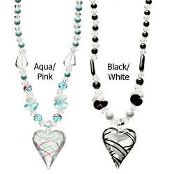 Murano-style Heart/ Magnetic Tuchi Bead Necklace
