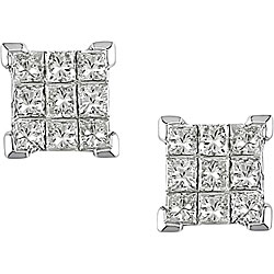 14k Gold 1/2ct TDW Princess-cut Diamond Earrings (G-H, I1)