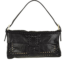 Fendi Black Leather Medium Convertible Clutch