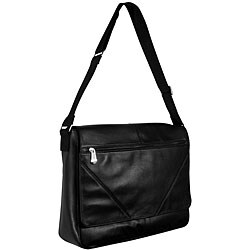 Mundi Black Leather Messenger Bag